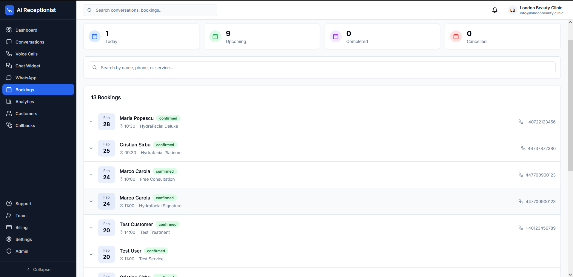 Gestão de Marcações